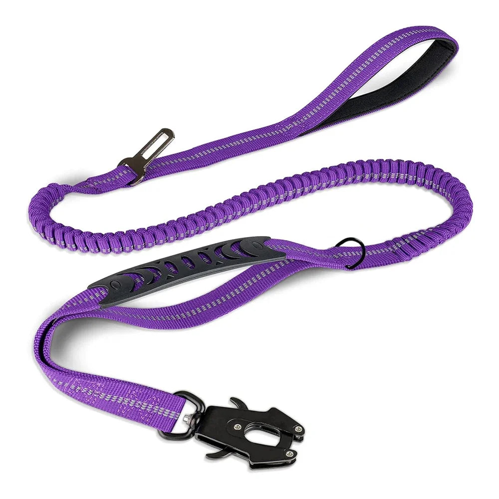 heavy duty 2 in 1 dog car seat belt buckle bungee restraint and leash