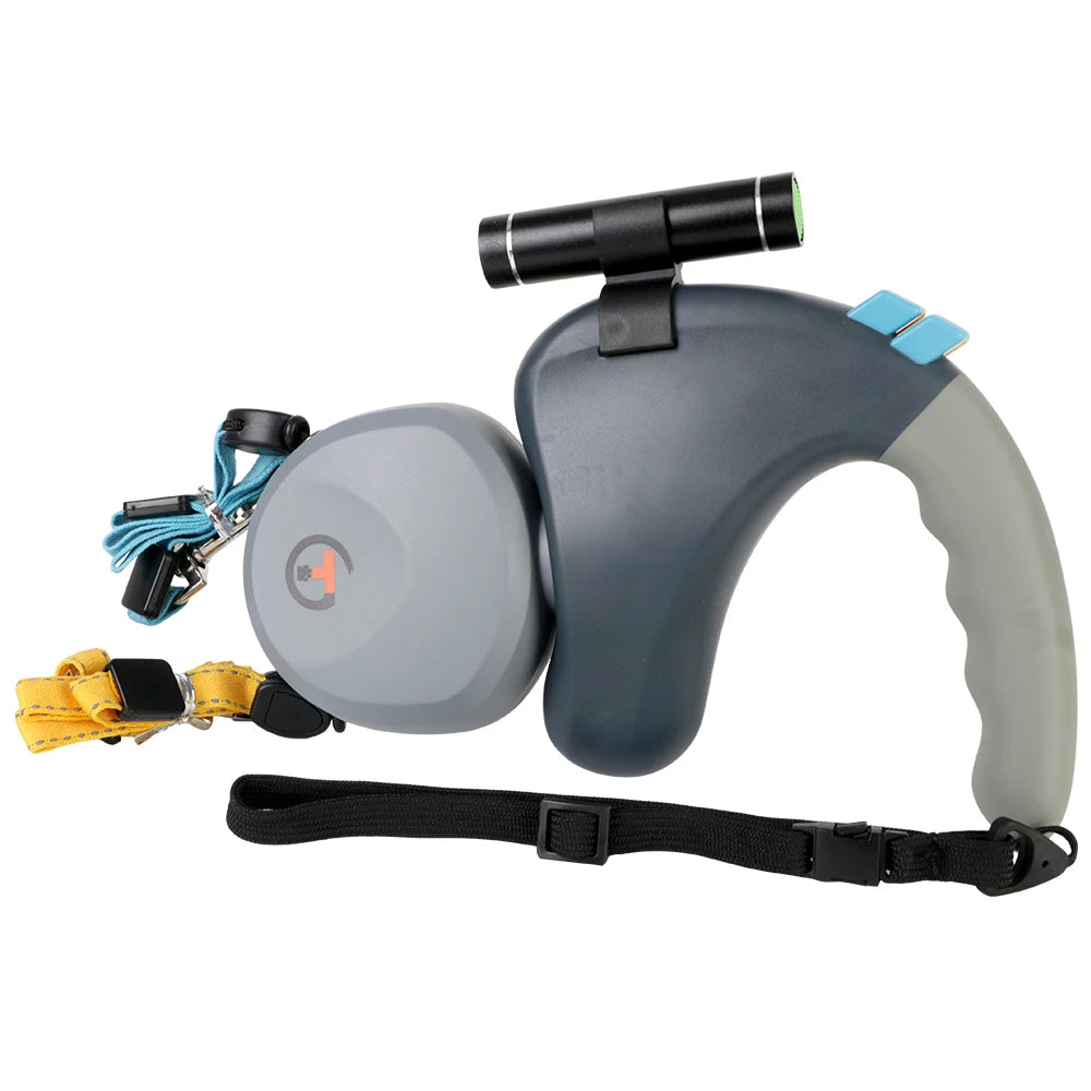 PawPilot™ Heavy Duty 50lb/23kg Dual Retractable No Tangle Leash with Flashlight | Dog Leash