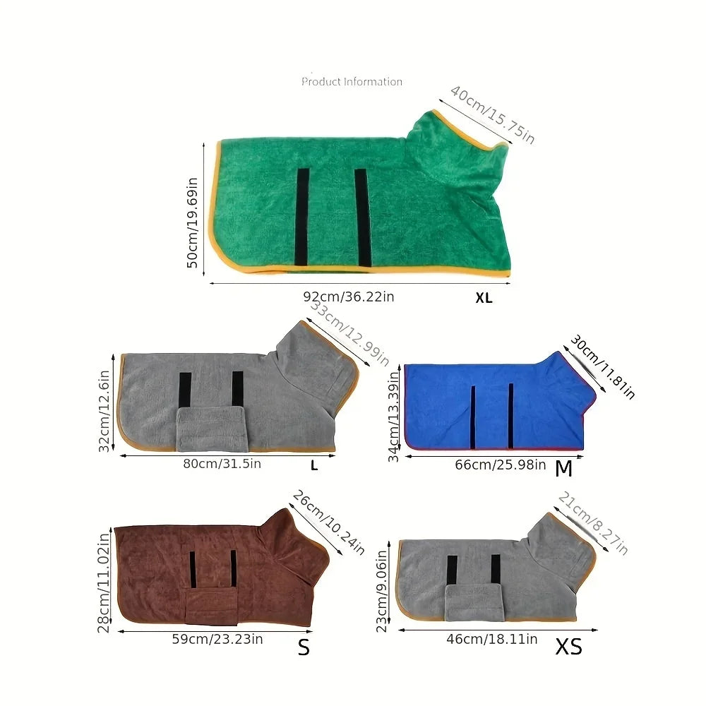 Dog Bathrobe Dog Bath Towel Coat Quick Dry Microfibre | Dog Clothes