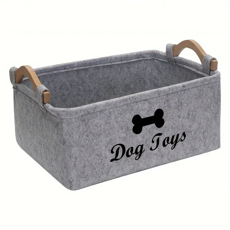 Felt Dog Toy Box, Small Storage Basket Chest Organizer For Organizing Pet Toys, Blankets, Leashes And Food