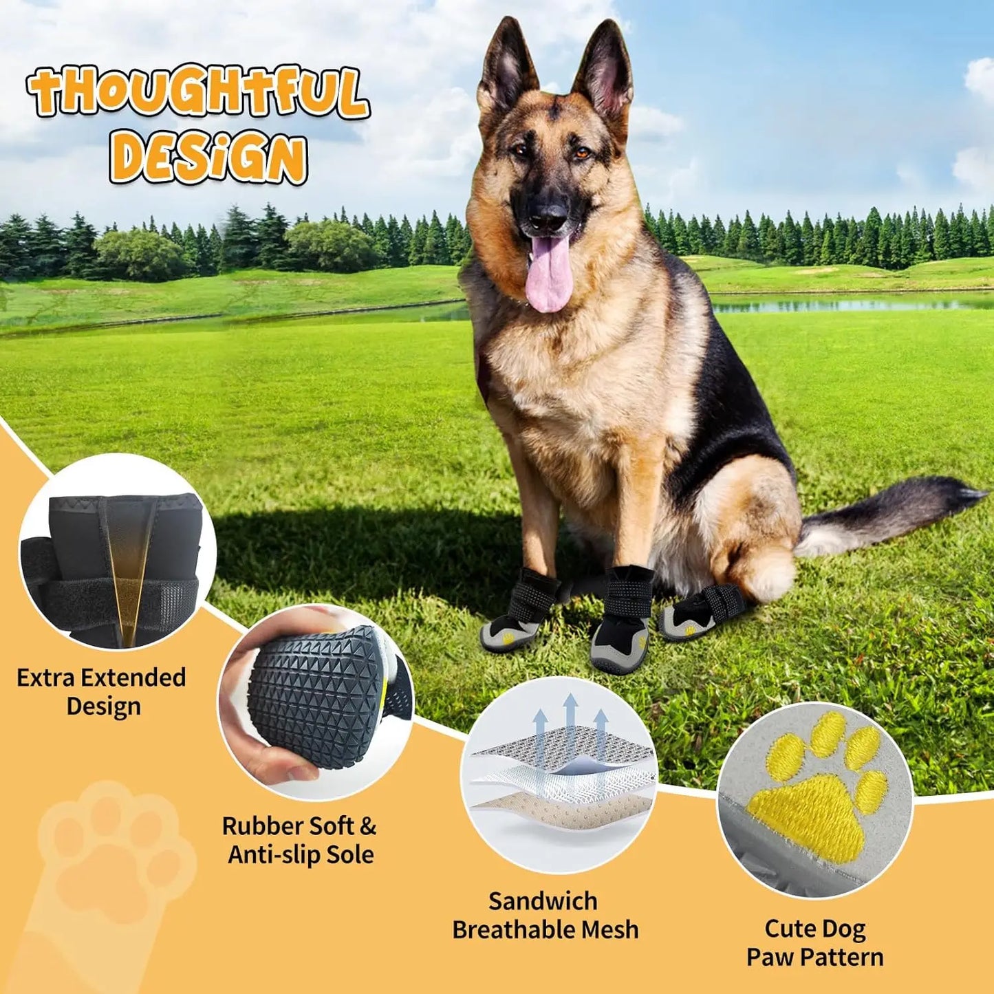 Heavy Duty Waterproof Velcro Elastic Dog Paw Protectors Shoes | Dog Clothes