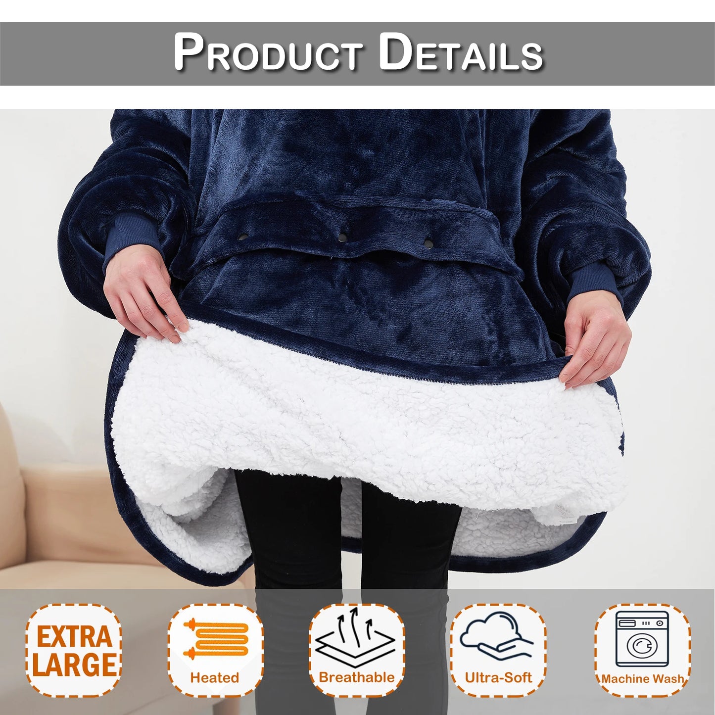HugBuddy™ Comfort Hoodie | Oversized Heated Hoodie with Pocket for Pets!
