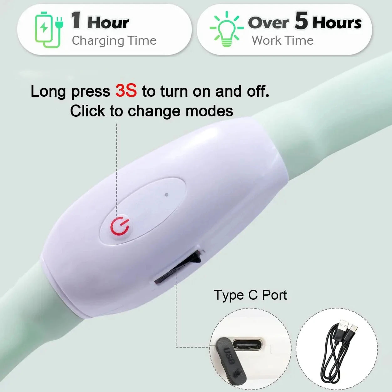USB Rechargeable Glowing Collar for Dogs 9 modes