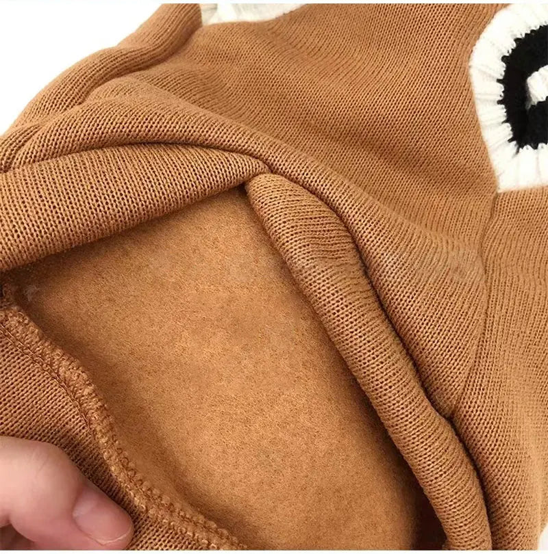 Winter Warm Dog Sweater College Style V-neck Knitwear Coat | Dog Clothes