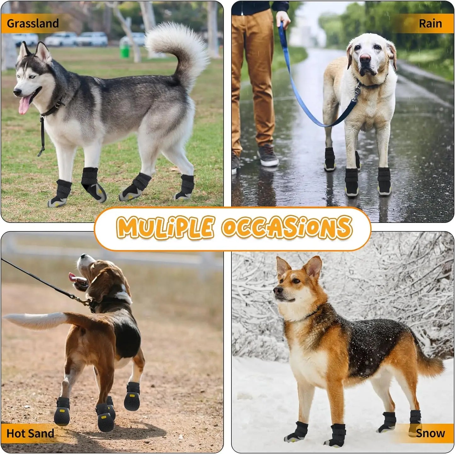 Heavy Duty Waterproof Velcro Elastic Dog Paw Protectors Shoes | Dog Clothes