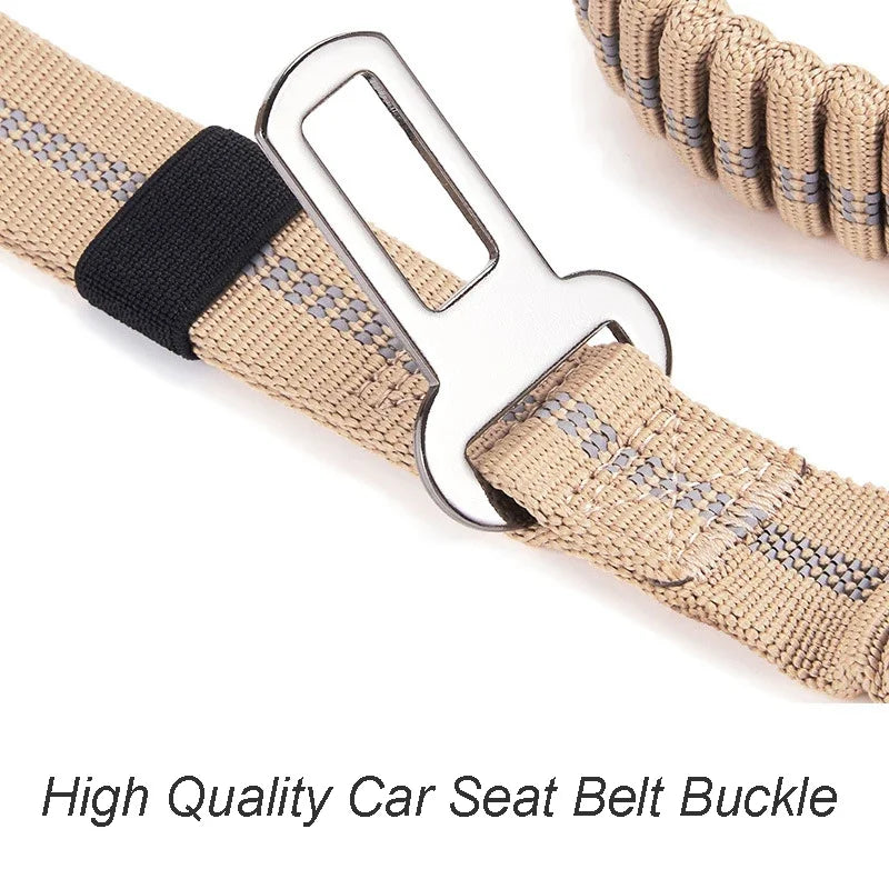 heavy duty 2 in 1 dog car seat belt buckle bungee restraint and leash