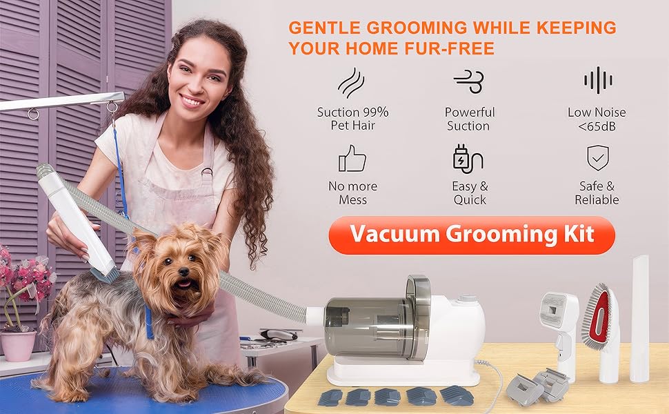 WhisperGroom™ | Kit de aspiradora para el cuidado de perros