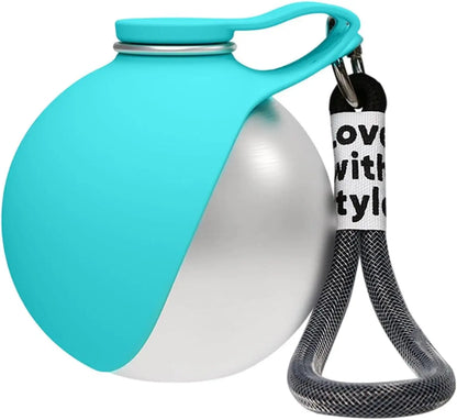 WagFlask™ Stainless Steel Dog Water Bottle with Built-In Bowl & Lanyard 285ml/9.6 floz - Rover Rituals