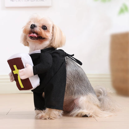 Dog Priest Costume with Bible Prop for Halloween