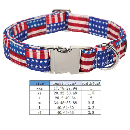 American Flag Dog Collar with Bowtie Sets | Independence Day 4th of July Pet Collar