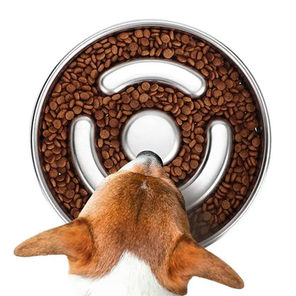 Slow Feeder Dog Bowl Stainless Steel