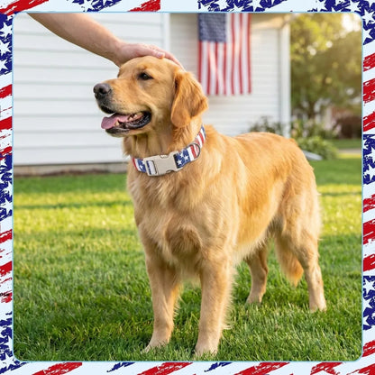 Patriotic Star Dog Collar | Soft Cotton American Flag Collar