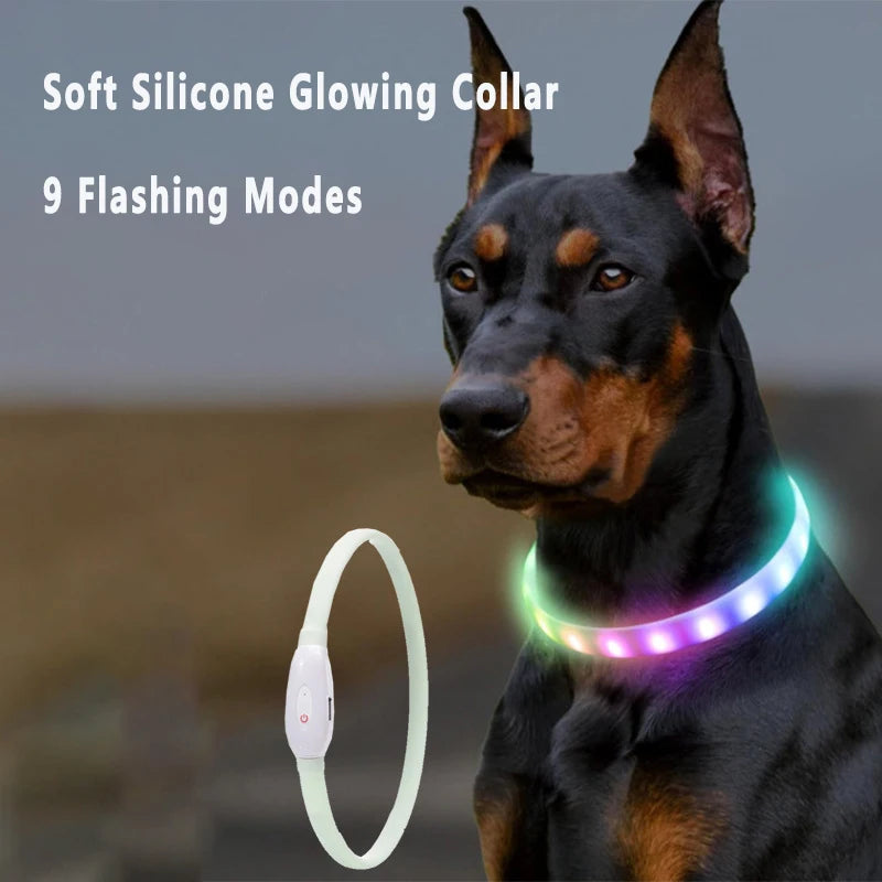 USB Rechargeable Glowing Collar for Dogs 9 modes
