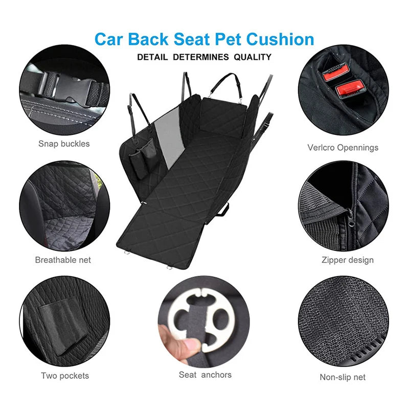 Waterproof Car Back Seat Cover for Dogs with 2 Storage Pockets – Pet Hammock Protector