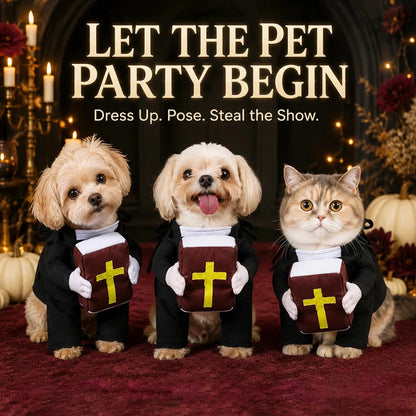 Dog Priest Costume with Bible Prop for Halloween