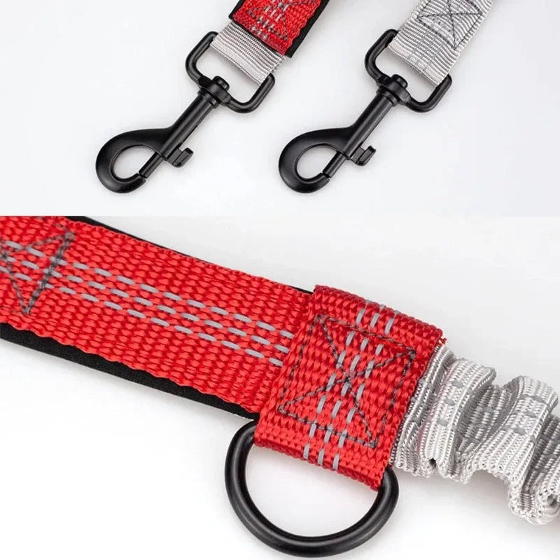 Heavy-Duty Reflective Bungee Dog Running Leash – Shock Absorbing Traction Lead for Active Dogs