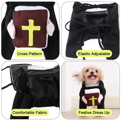 Dog Priest Costume with Bible Prop for Halloween