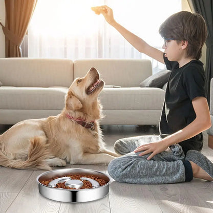 Slow Feeder Dog Bowl Stainless Steel