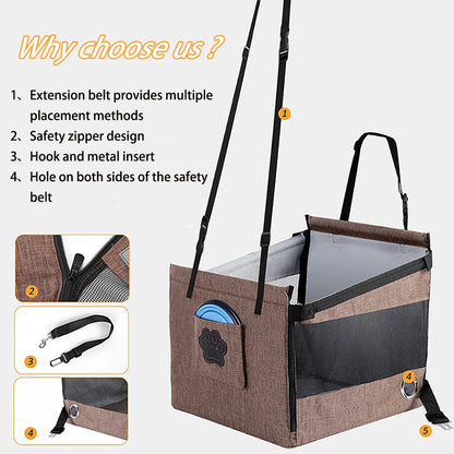 Detachable and Washable Dog Car Seat with leash attachment Small Medium Dogs