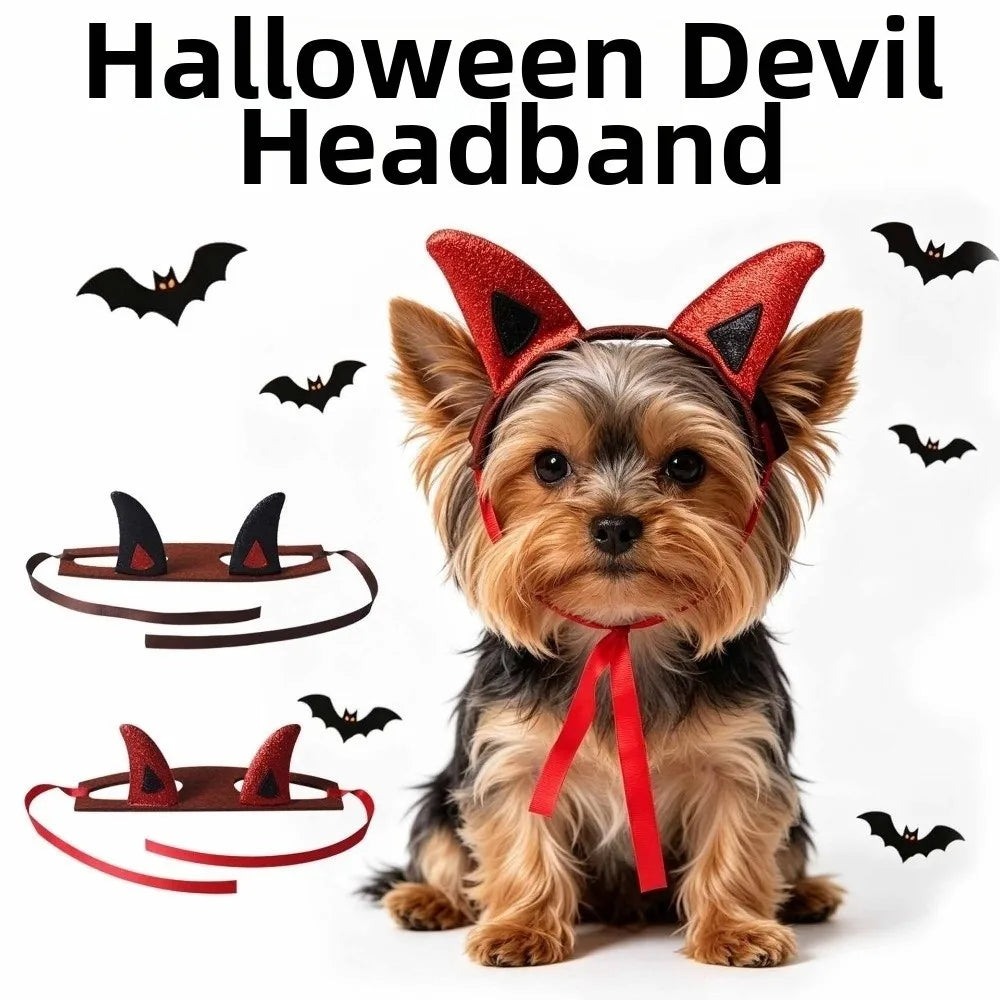 Devil Horns Halloween Headband for Dogs and Cats
