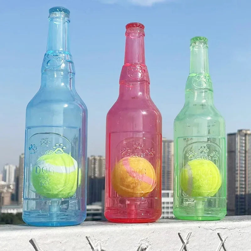 Squeaky Beer Bottle Dog Toy | Teeth Cleaning + Interactive Play