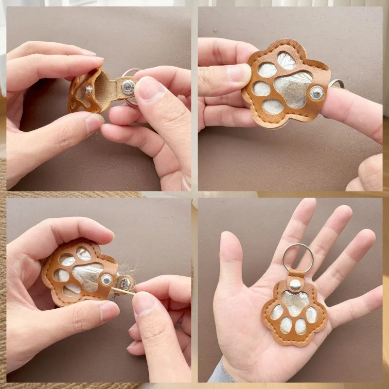 CheriFur Pet Hair Dog Memorial Gift Keychain Leather Keepsake