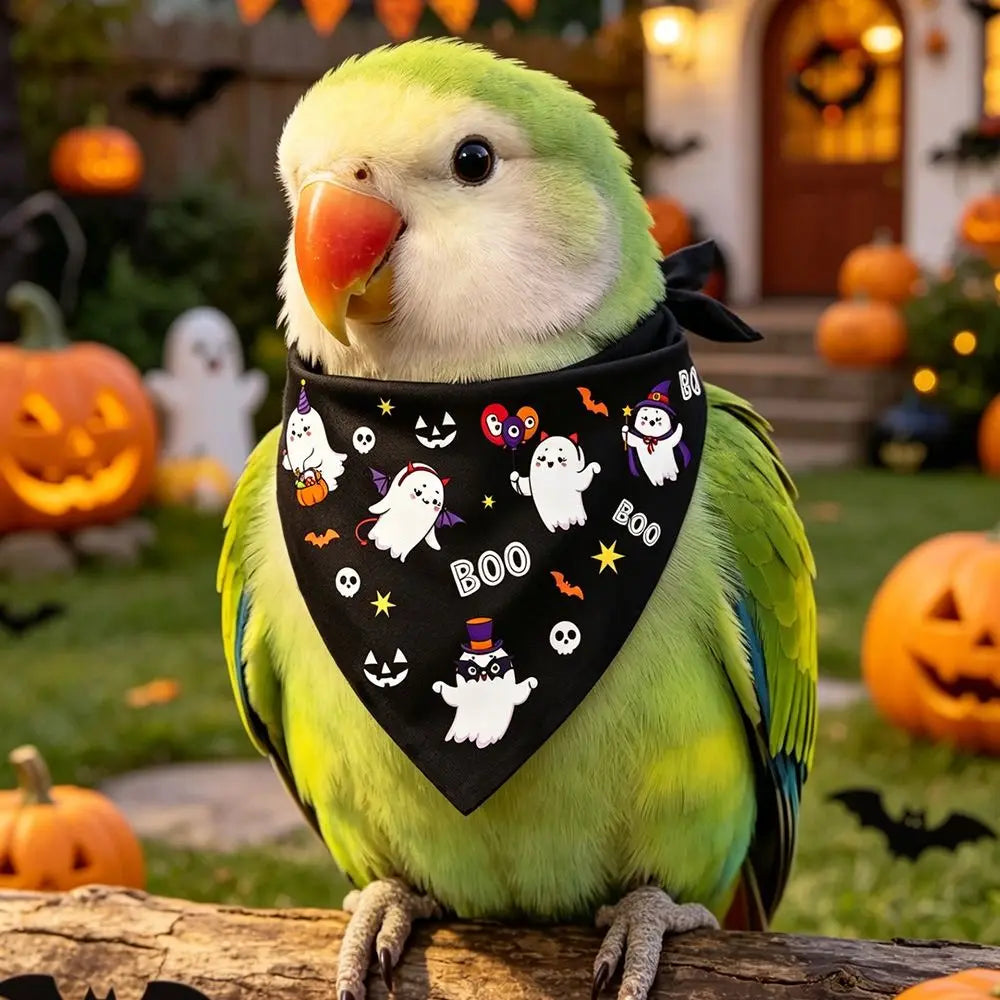 Ghost and Pumpkin Halloween Bandana for Dogs and Cats