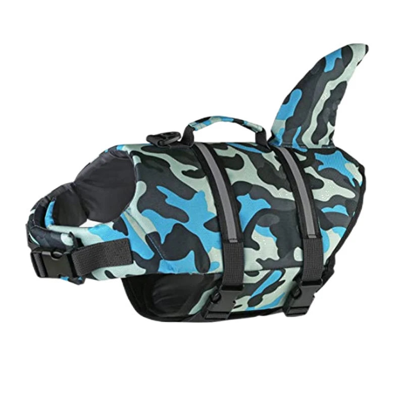 Mermaid & Shark Dog Life Jacket – Super Buoyancy with Handle & Reflective Strips