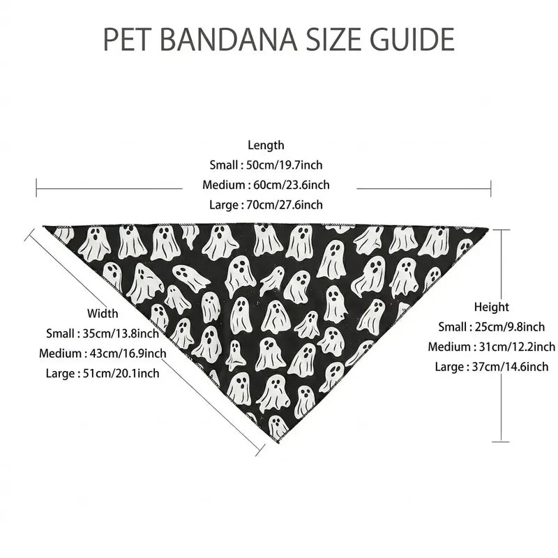 Ghost Print Halloween Bandana for Small Dogs and Cats