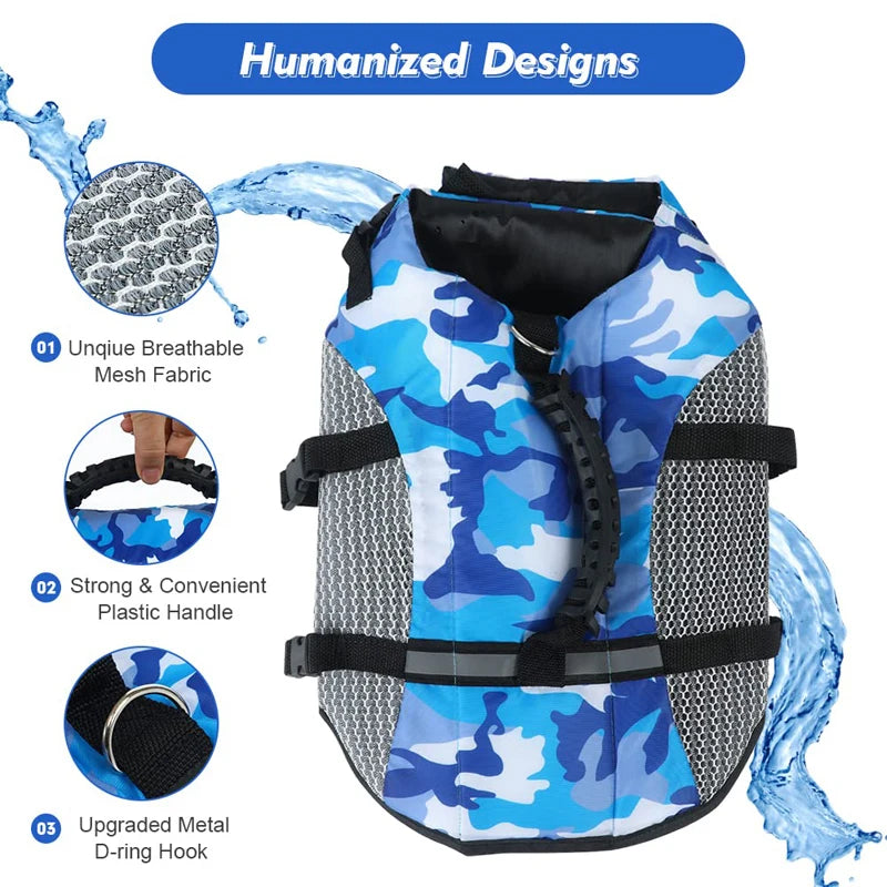 Dog Life Jacket – High Bouyancy Waterproof Swimming Vest with Rescue Handle & Reflective Strip