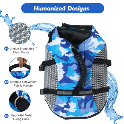 Dog Life Jacket – High Bouyancy Waterproof Swimming Vest with Rescue Handle & Reflective Strip