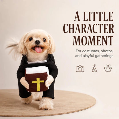 Dog Priest Costume with Bible Prop for Halloween