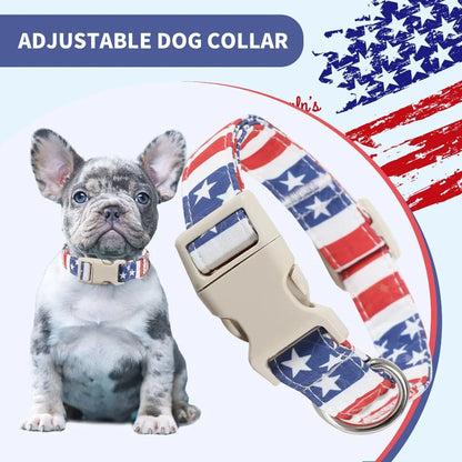Patriotic Star Dog Collar | Soft Cotton American Flag Collar