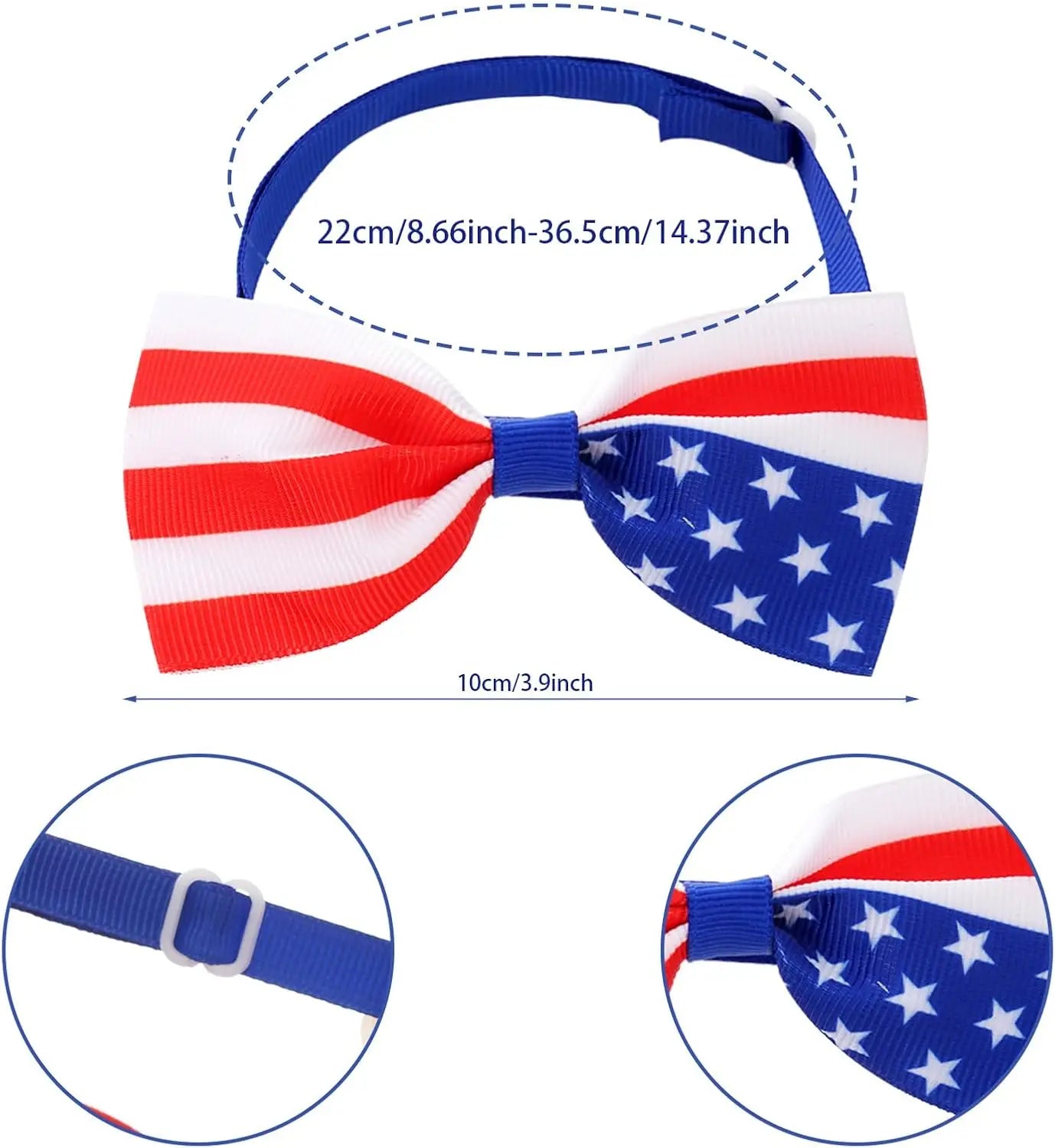 4th of July Dog Top Hat & Bow Tie Collar Set | Patriotic Pet Costume