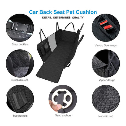 Waterproof Car Back Seat Cover for Dogs with 2 Storage Pockets – Pet Hammock Protector