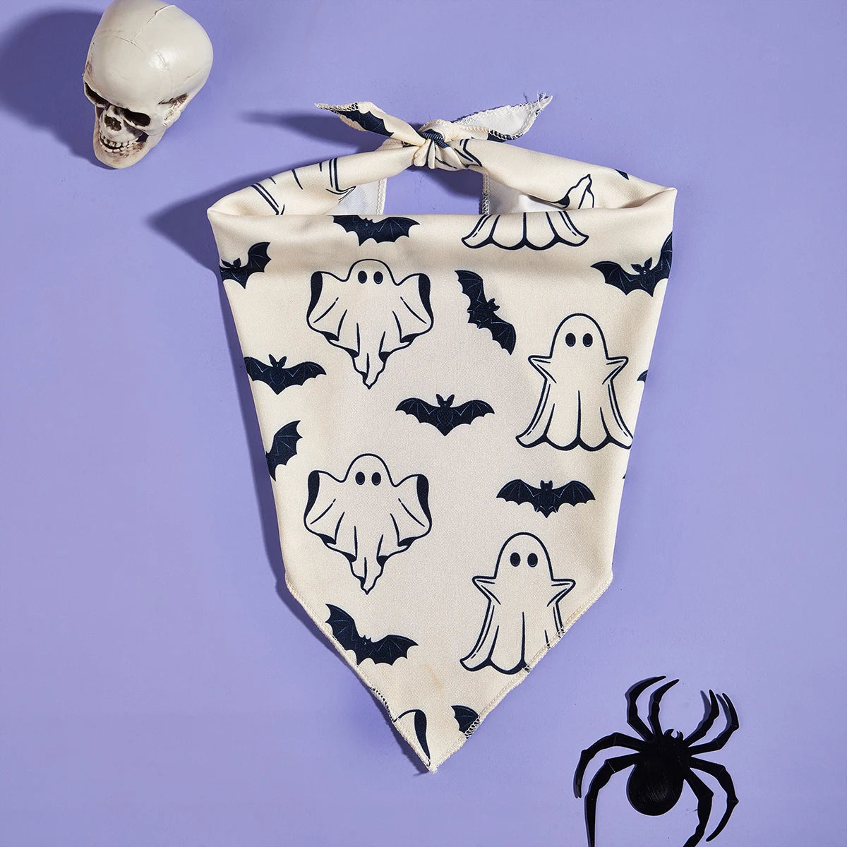 Ghost and Bat Halloween Bandana for Small to Medium Dogs