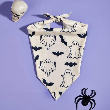 Ghost and Bat Halloween Bandana for Small to Medium Dogs