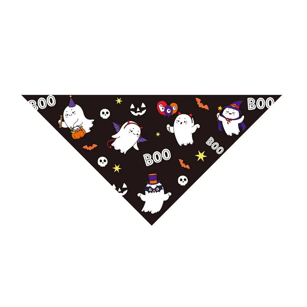 Ghost and Pumpkin Halloween Bandana for Dogs and Cats