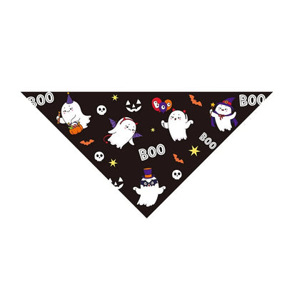 Ghost and Pumpkin Halloween Bandana for Dogs and Cats