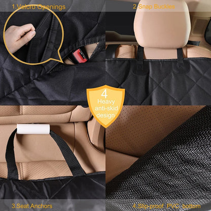 Waterproof Car Back Seat Cover for Dogs with 2 Storage Pockets – Pet Hammock Protector