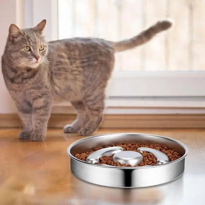 Slow Feeder Dog Bowl Stainless Steel
