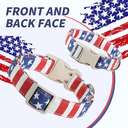Patriotic Star Dog Collar | Soft Cotton American Flag Collar