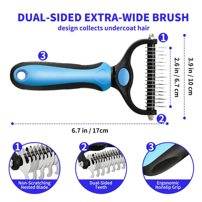 FurFlow™️Dog Deshedding Undercoat Rake Brush | Ultimate Dog Grooming Tool