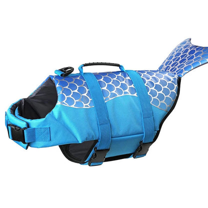 Mermaid & Shark Dog Life Jacket – Super Buoyancy with Handle & Reflective Strips