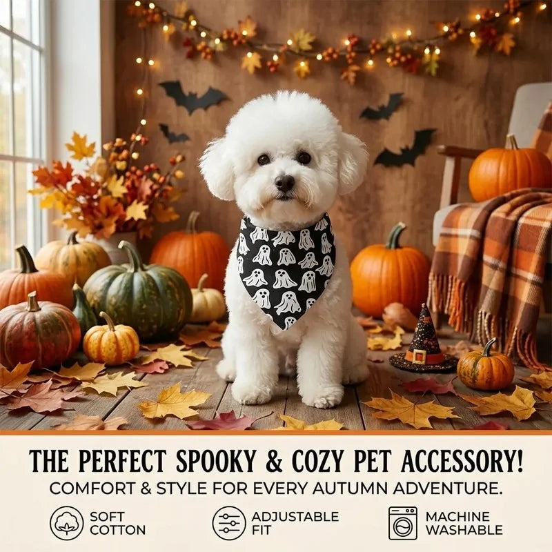 Ghost Print Halloween Bandana for Small Dogs and Cats