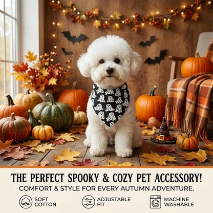 Ghost Print Halloween Bandana for Small Dogs and Cats