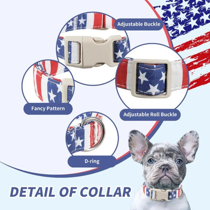 Patriotic Star Dog Collar | Soft Cotton American Flag Collar