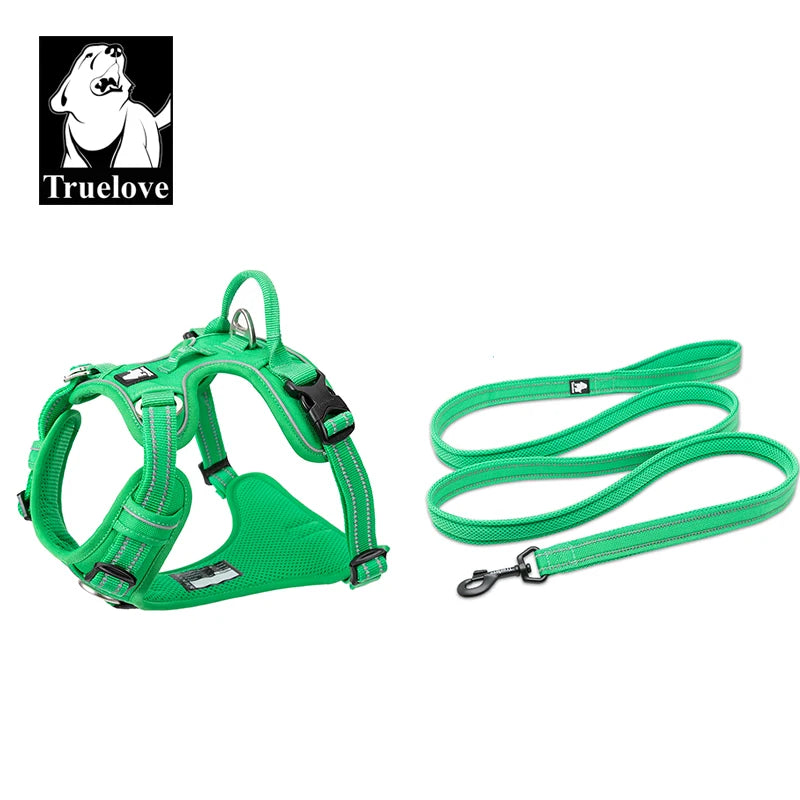 TrueLove No Pull Dog Harness and Leash Set - Reflective & Adjustable Walking Harness