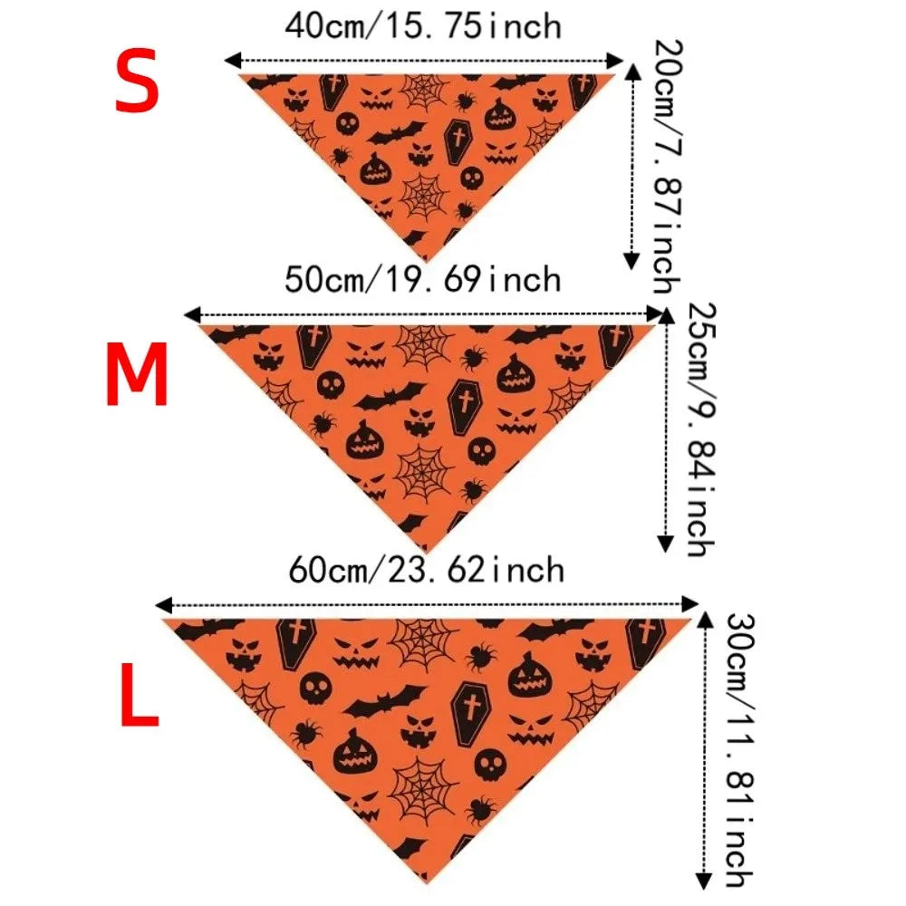 Ghost and Pumpkin Halloween Bandana for Dogs and Cats