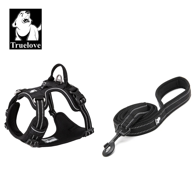 TrueLove No Pull Dog Harness and Leash Set - Reflective & Adjustable Walking Harness